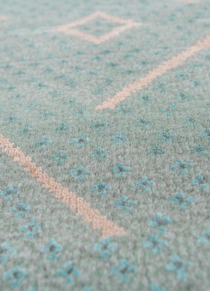 manchaha blue wool and bamboo silk Hand Knotted Rug - CloseUp manchaha blue wool and bamboo silk Hand Knotted Rug - CloseUp