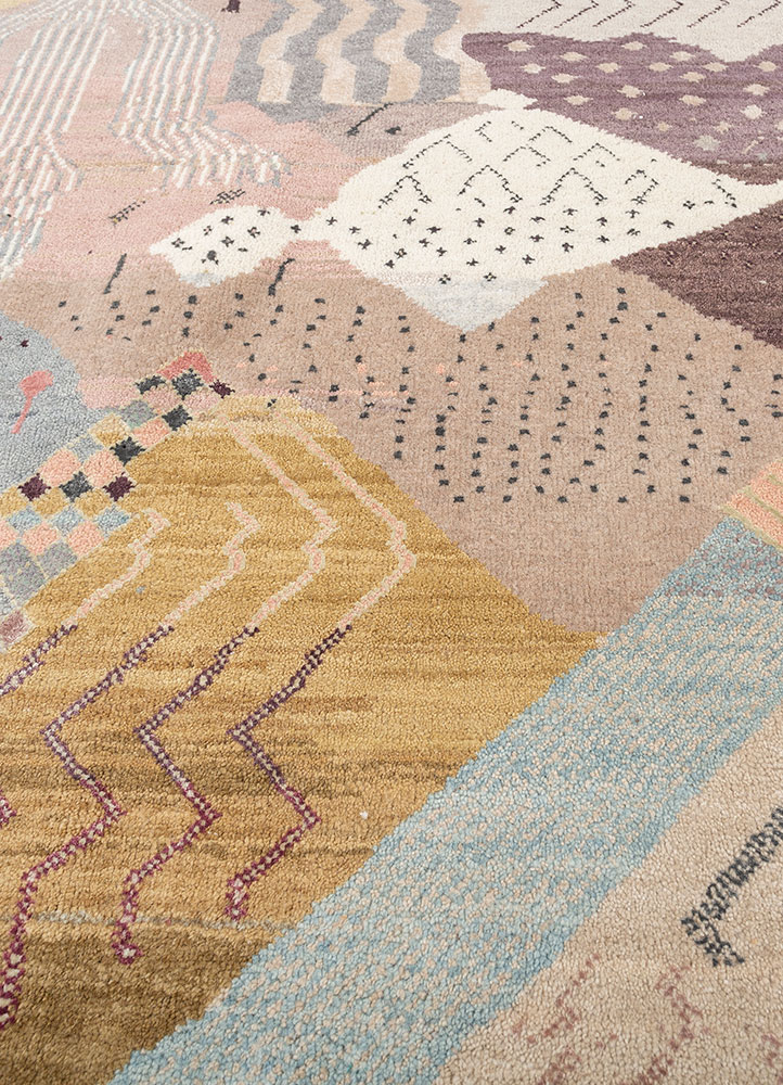 manchaha ivory wool and bamboo silk Hand Knotted Rug - CloseUp
