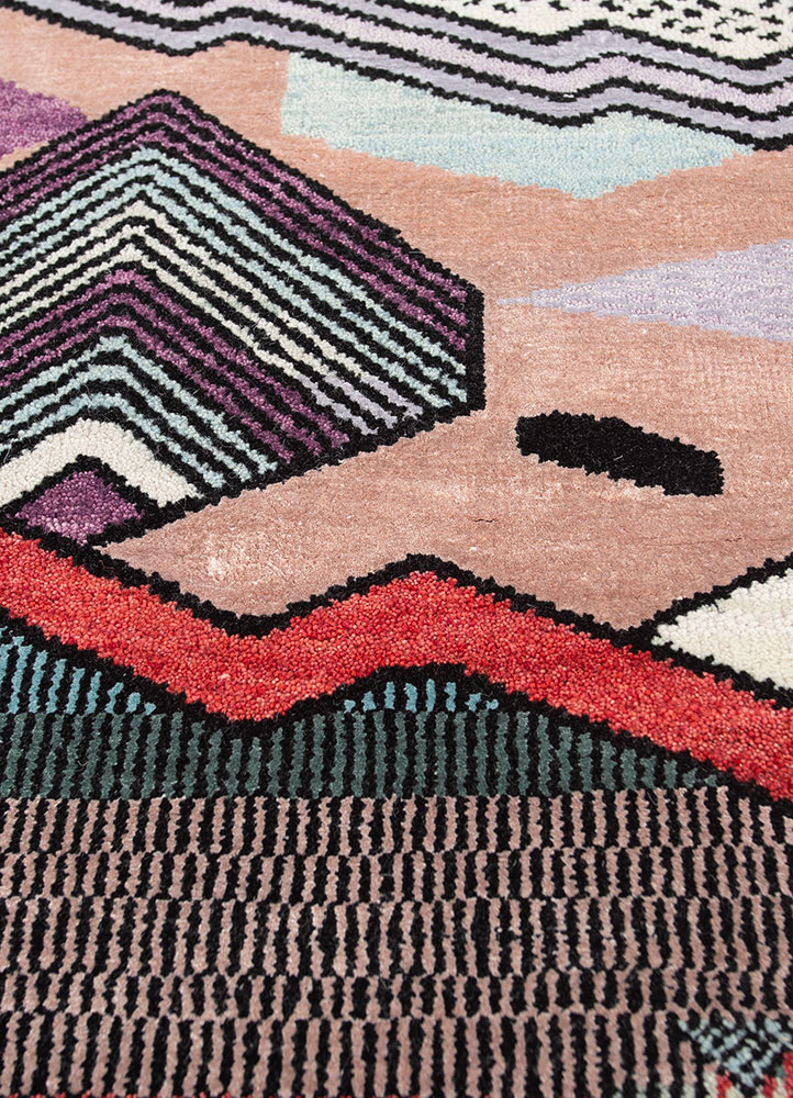 manchaha ivory wool and bamboo silk Hand Knotted Rug - CloseUp