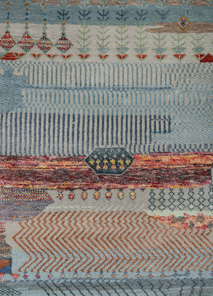 manchaha blue wool and bamboo silk Hand Knotted Rug - CloseUp manchaha blue wool and bamboo silk Hand Knotted Rug - CloseUp