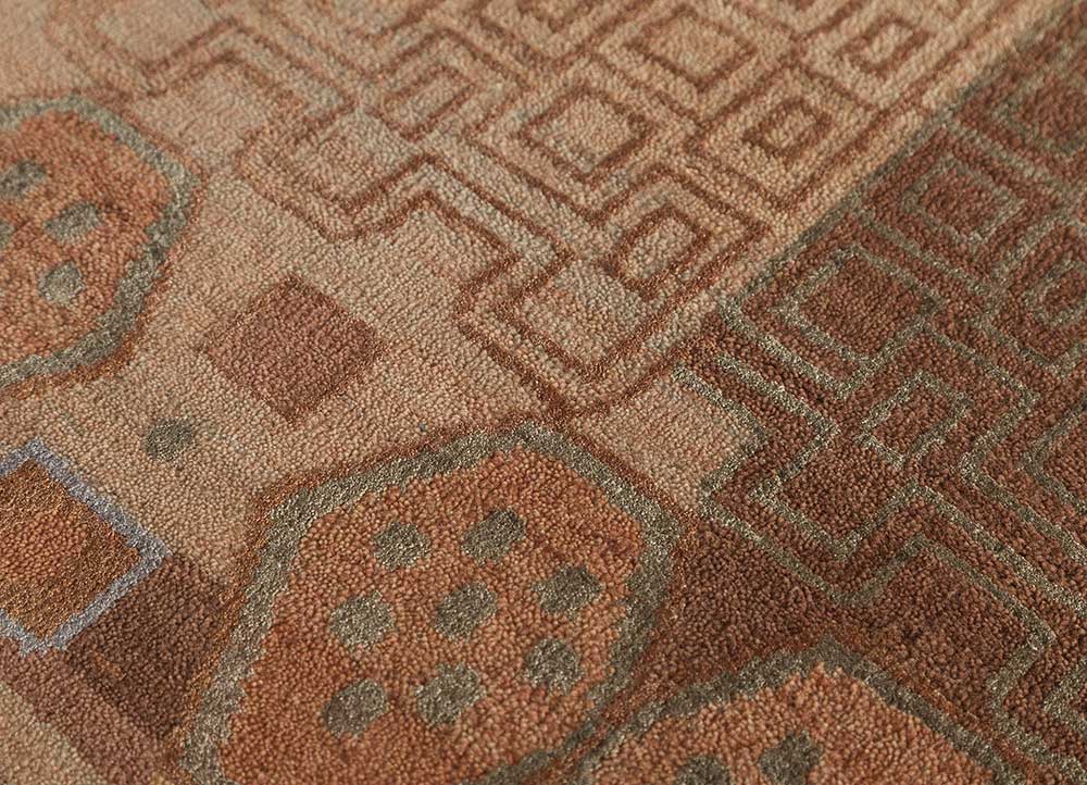 manchaha beige and brown wool and bamboo silk Hand Knotted Rug - CloseUp