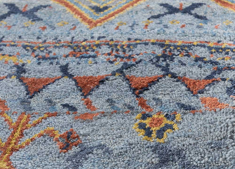 manchaha blue wool and bamboo silk Hand Knotted Rug - CloseUp manchaha blue wool and bamboo silk Hand Knotted Rug - CloseUp