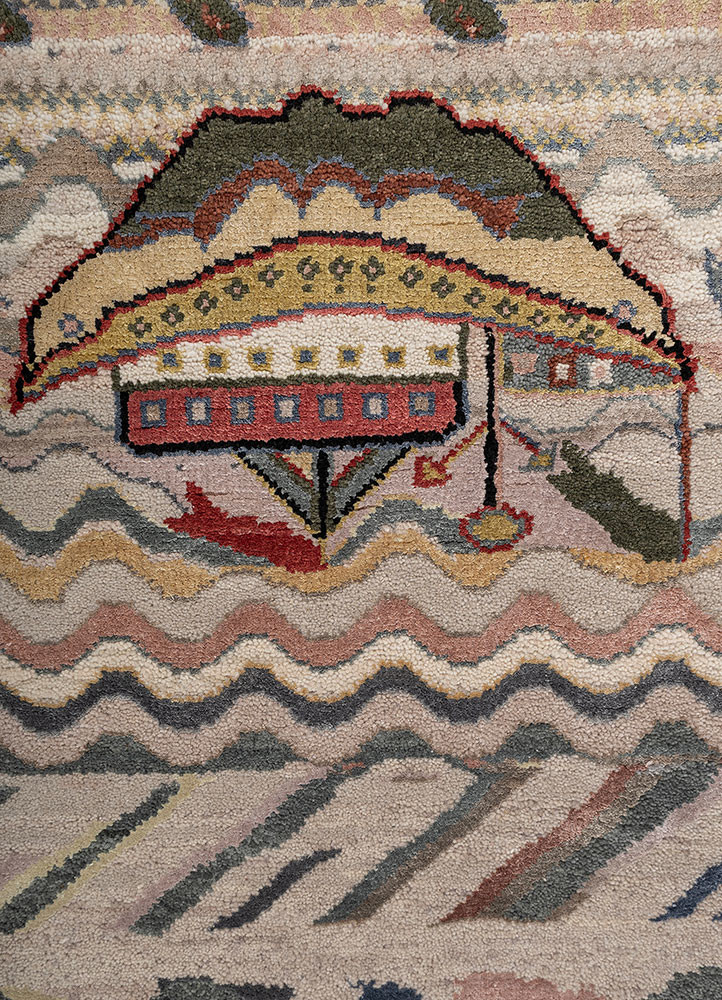 manchaha beige and brown wool and bamboo silk Hand Knotted Rug - CloseUp manchaha beige and brown wool and bamboo silk Hand Knotted Rug - CloseUp