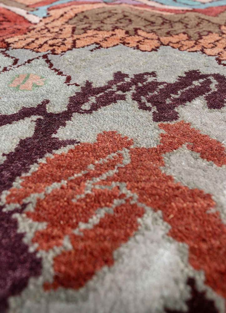 manchaha ivory wool and bamboo silk Hand Knotted Rug - CloseUp