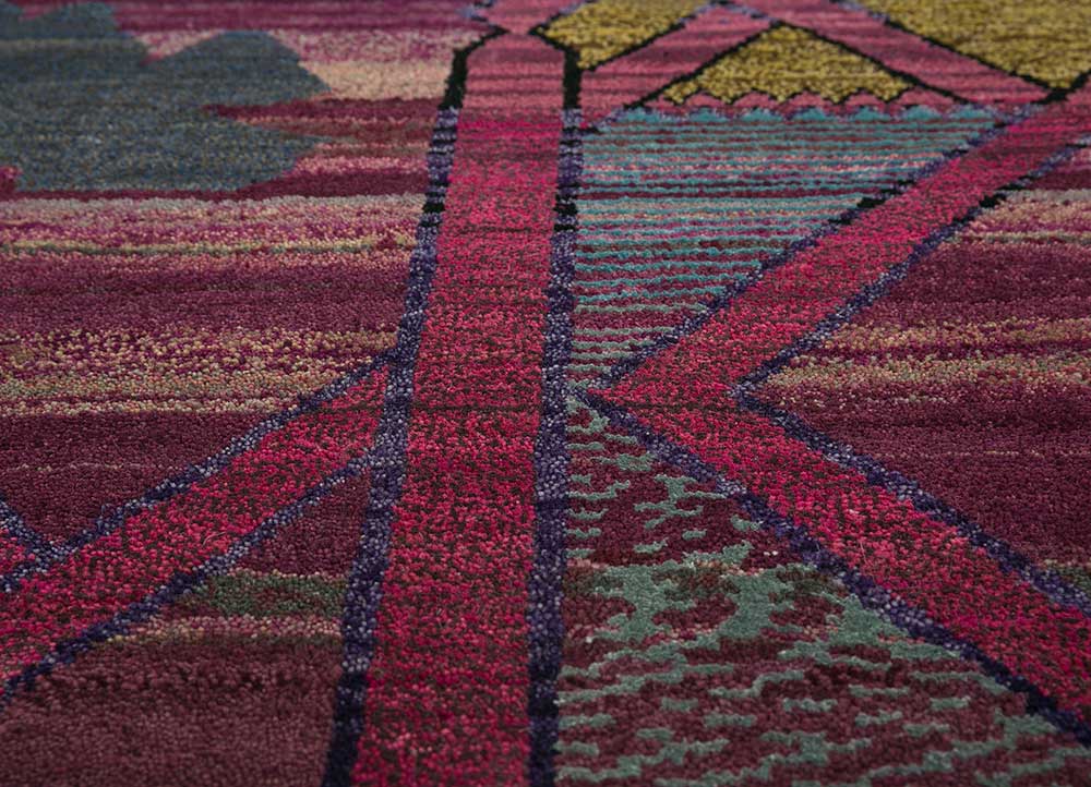 freedom manchaha pink and purple wool and bamboo silk Hand Knotted Rug - CloseUp