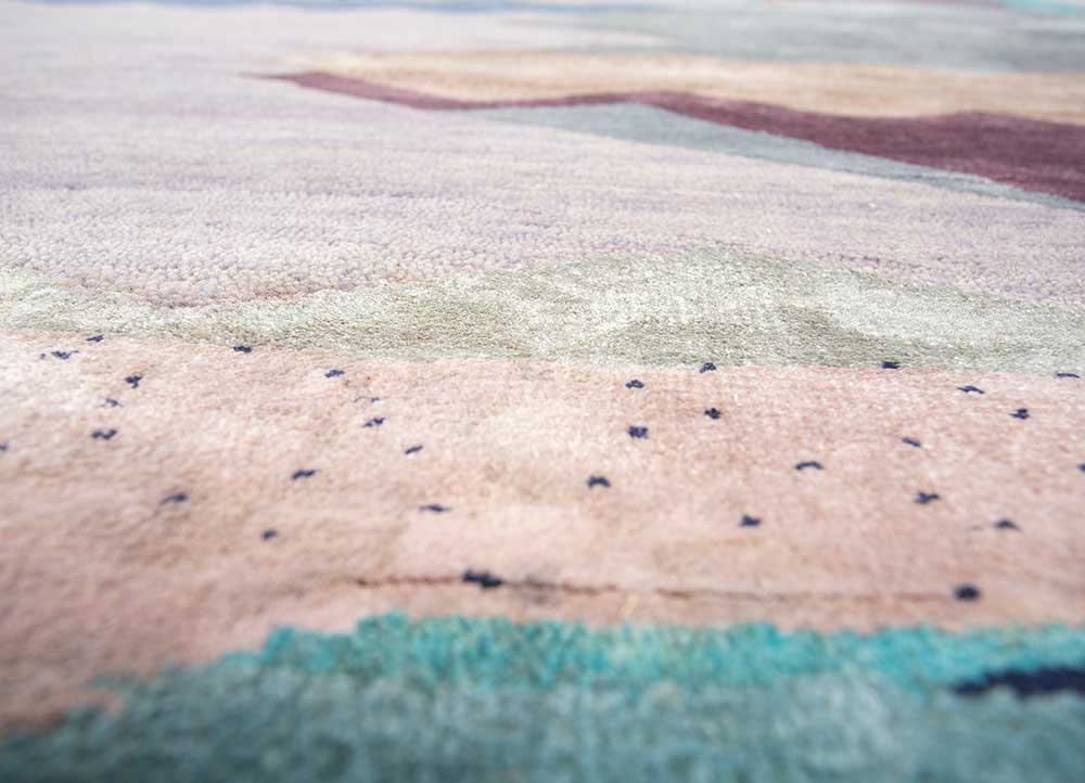 freedom manchaha pink and purple wool and bamboo silk Hand Knotted Rug - CloseUp