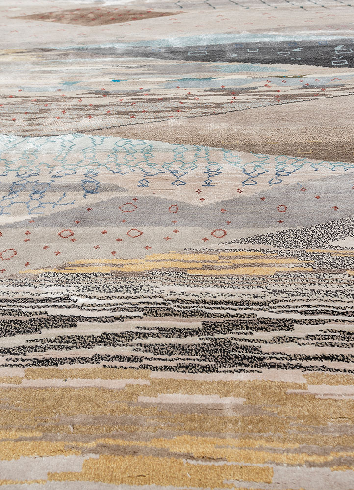 freedom manchaha ivory wool and bamboo silk Hand Knotted Rug - CloseUp