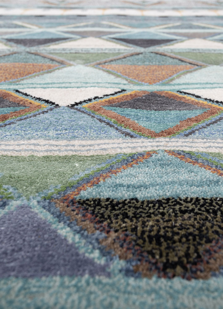 freedom manchaha blue wool and bamboo silk Hand Knotted Rug - CloseUp