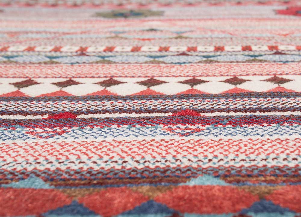 freedom manchaha red and orange wool and bamboo silk Hand Knotted Rug - CloseUp