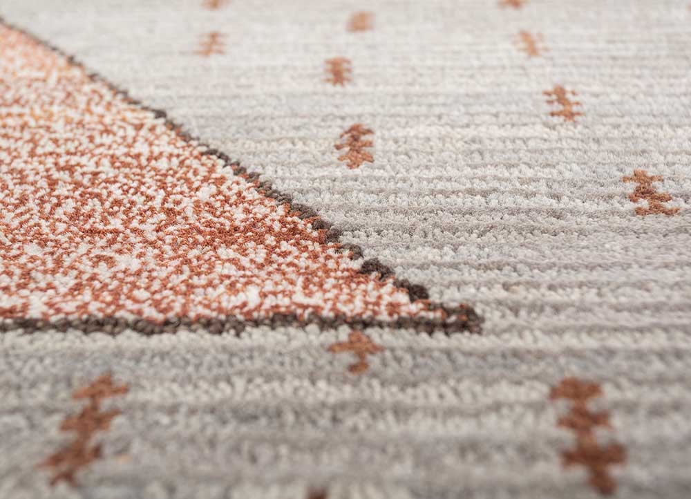 freedom manchaha red and orange wool and bamboo silk Hand Knotted Rug - CloseUp