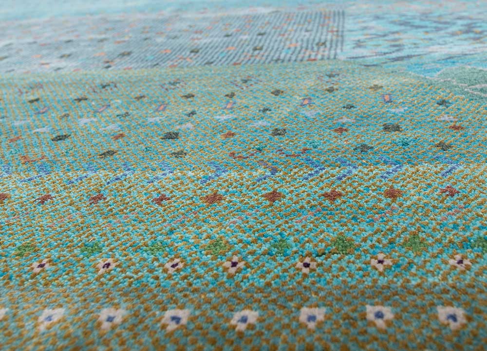 freedom manchaha blue wool and bamboo silk Hand Knotted Rug - CloseUp freedom manchaha blue wool and bamboo silk Hand Knotted Rug - CloseUp