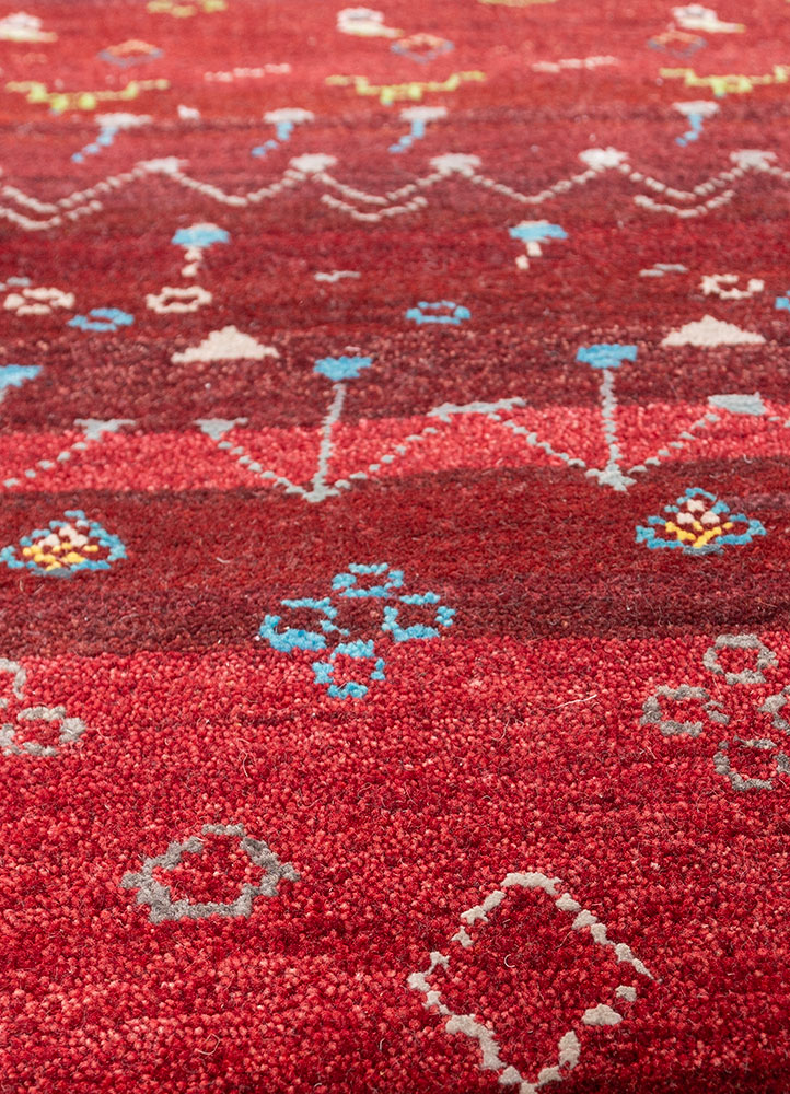 freedom manchaha red and orange wool and bamboo silk Hand Knotted Rug - CloseUp