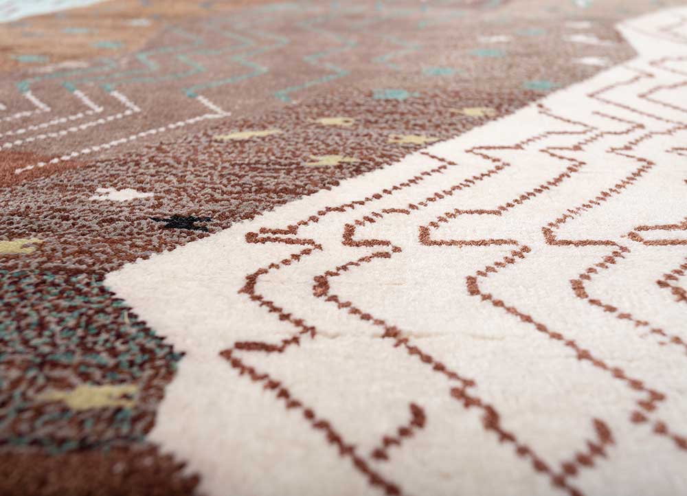 freedom manchaha red and orange wool and bamboo silk Hand Knotted Rug - CloseUp