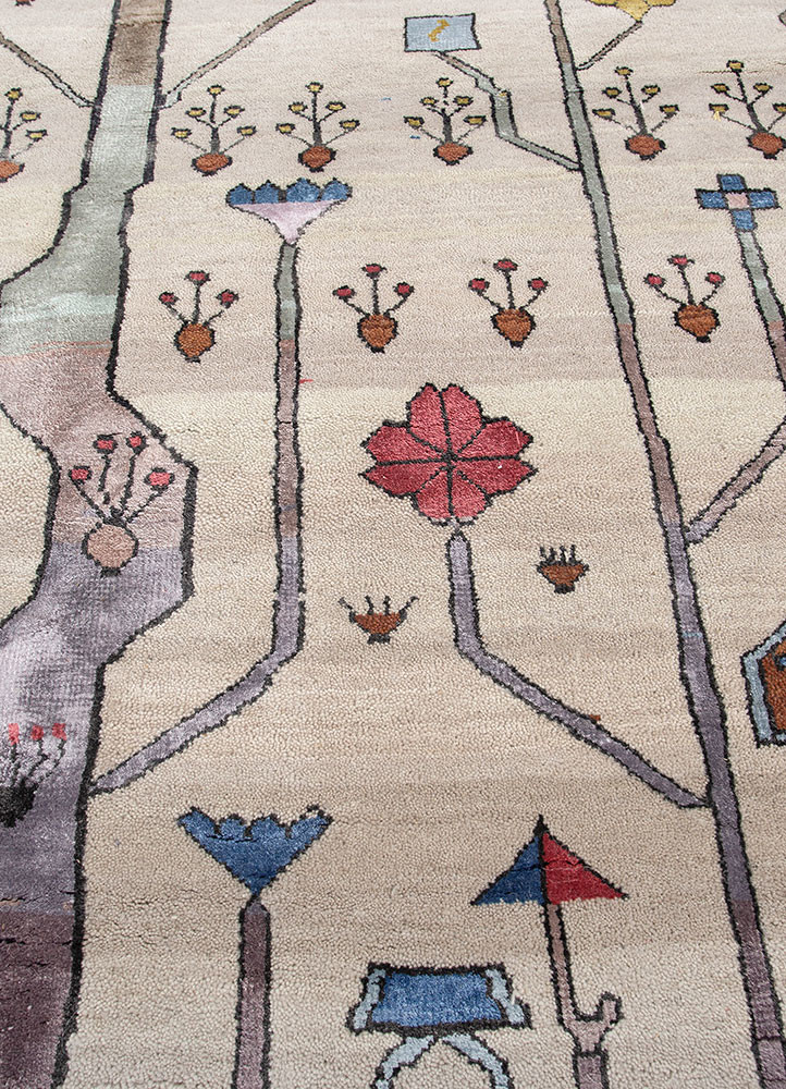 freedom manchaha ivory wool and bamboo silk Hand Knotted Rug - CloseUp freedom manchaha ivory wool and bamboo silk Hand Knotted Rug - CloseUp