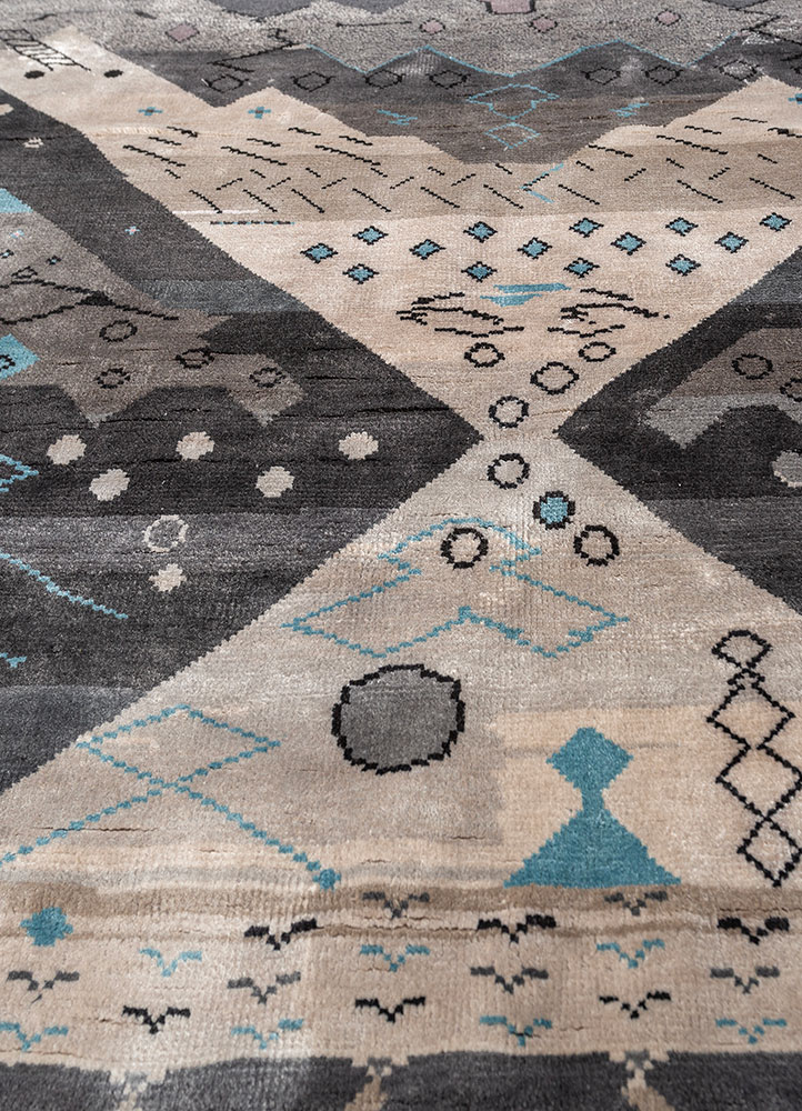 freedom manchaha ivory wool and bamboo silk Hand Knotted Rug - CloseUp