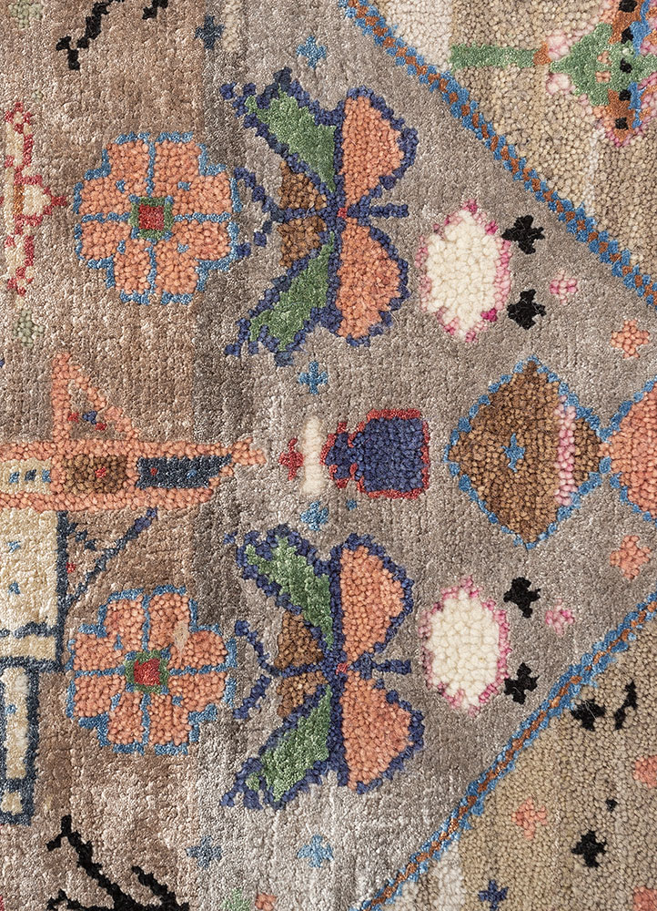 freedom manchaha beige and brown wool and bamboo silk Hand Knotted Rug - CloseUp freedom manchaha beige and brown wool and bamboo silk Hand Knotted Rug - CloseUp