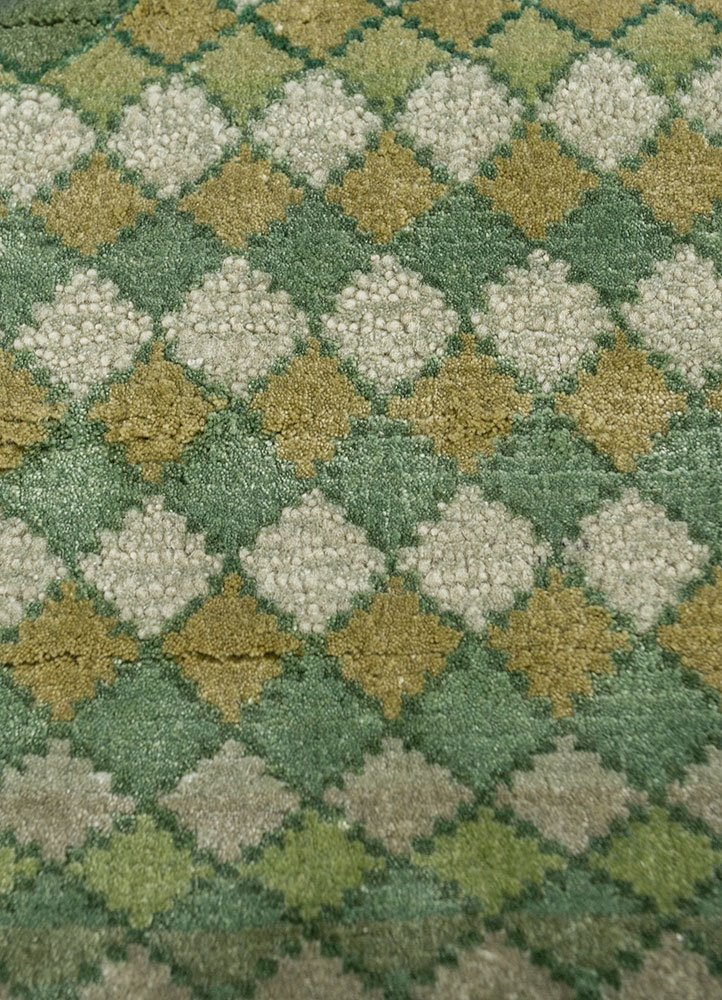 freedom manchaha green wool and bamboo silk Hand Knotted Rug - CloseUp