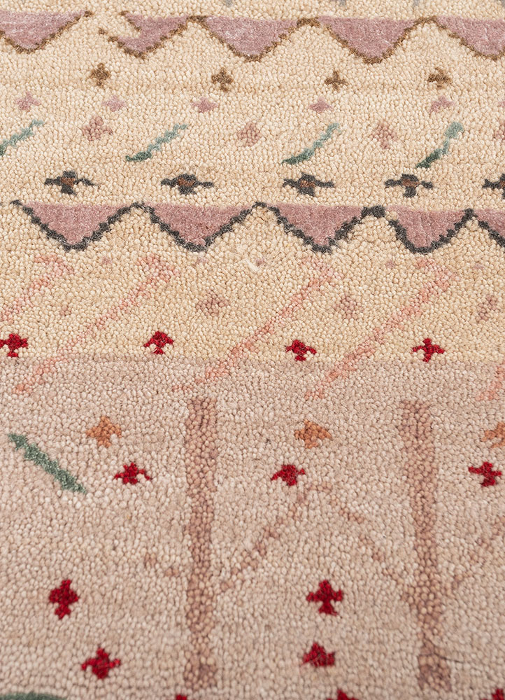 freedom manchaha red and orange wool and bamboo silk Hand Knotted Rug - CloseUp