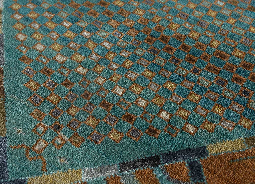 manchaha blue wool and bamboo silk Hand Knotted Rug - CloseUp manchaha blue wool and bamboo silk Hand Knotted Rug - CloseUp