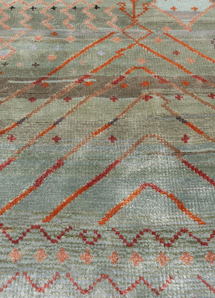 freedom manchaha blue wool and bamboo silk Hand Knotted Rug - CloseUp