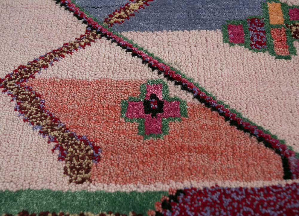 manchaha pink and purple wool and bamboo silk Hand Knotted Rug - CloseUp