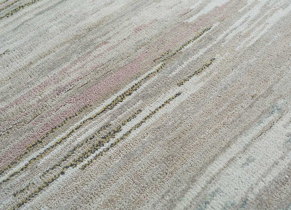 manchaha ivory wool and bamboo silk Hand Knotted Rug - CloseUp