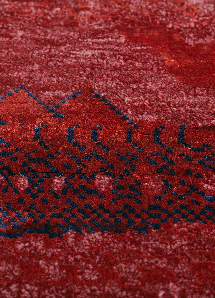 manchaha red and orange wool and bamboo silk Hand Knotted Rug - CloseUp manchaha red and orange wool and bamboo silk Hand Knotted Rug - CloseUp