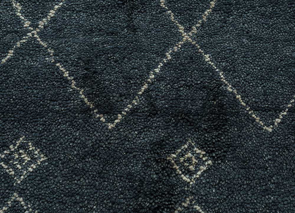 zuri blue wool Hand Knotted Rug - CloseUp