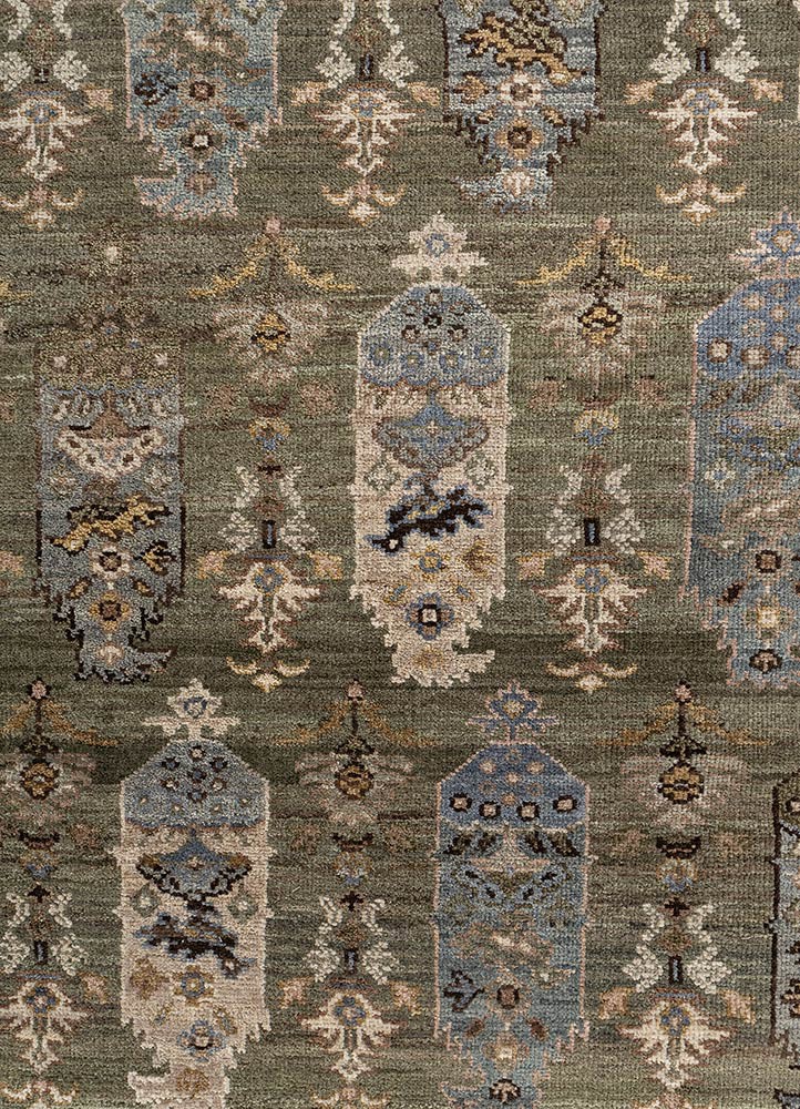 savana green wool Hand Knotted Rug - CloseUp savana green wool Hand Knotted Rug - CloseUp