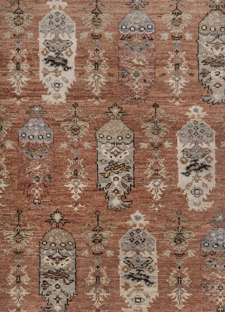 savana red and orange wool Hand Knotted Rug - CloseUp savana red and orange wool Hand Knotted Rug - CloseUp