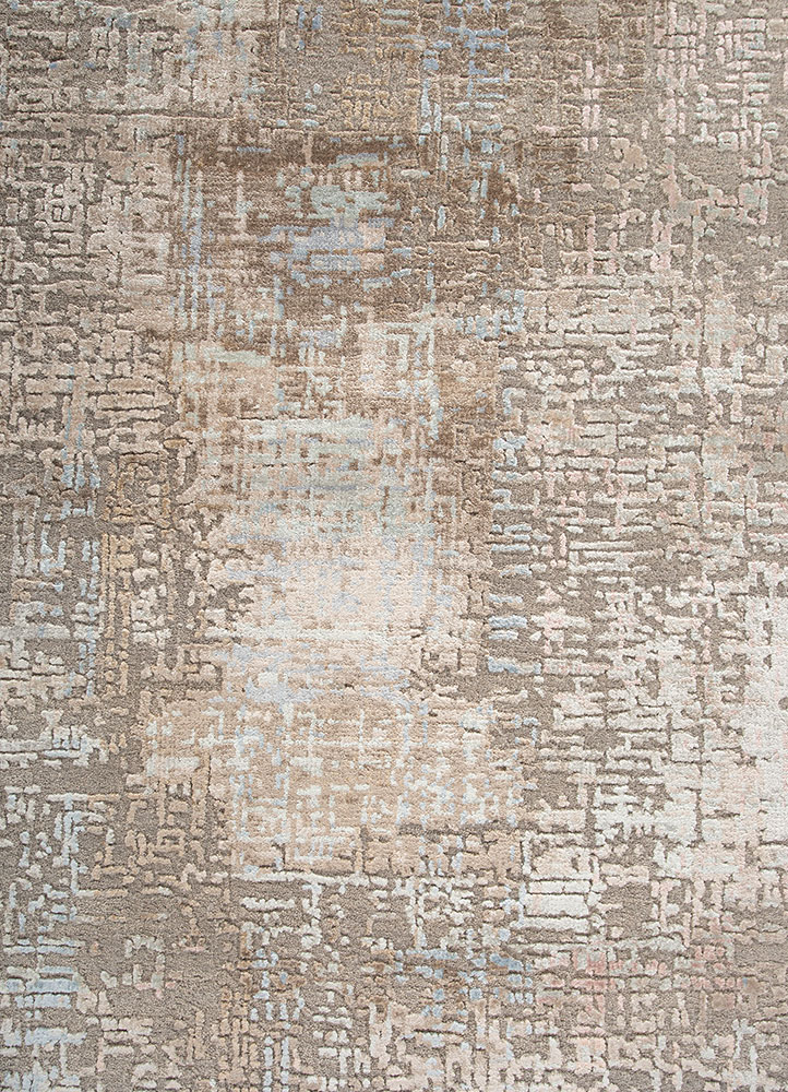 entropy grey and black wool and bamboo silk Hand Knotted Rug - CloseUp