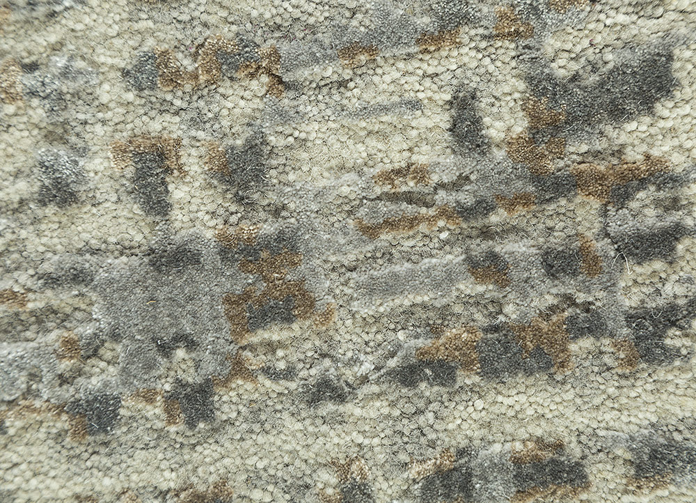 uvenuti beige and brown wool and bamboo silk Hand Knotted Rug - CloseUp