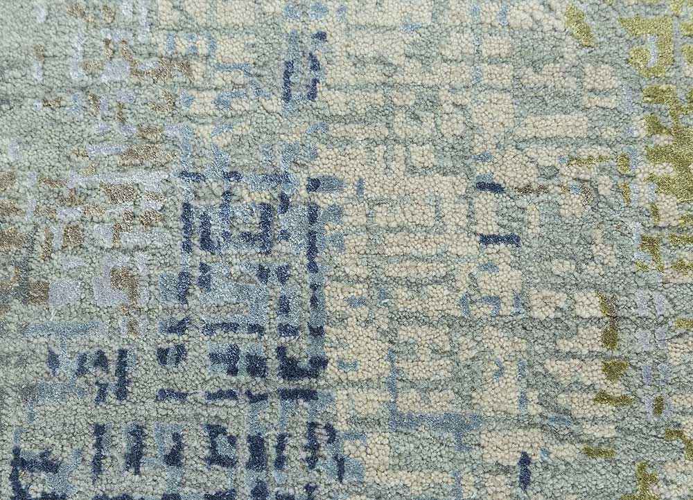 uvenuti blue wool and bamboo silk Hand Knotted Rug - CloseUp