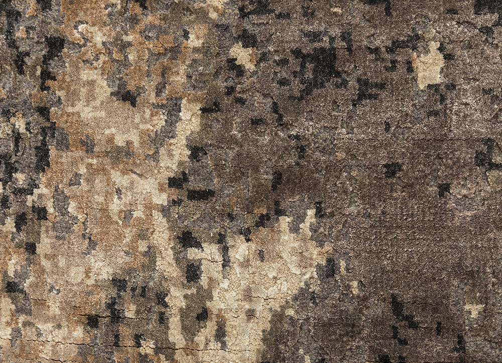 uvenuti beige and brown wool and bamboo silk Hand Knotted Rug - CloseUp uvenuti beige and brown wool and bamboo silk Hand Knotted Rug - CloseUp