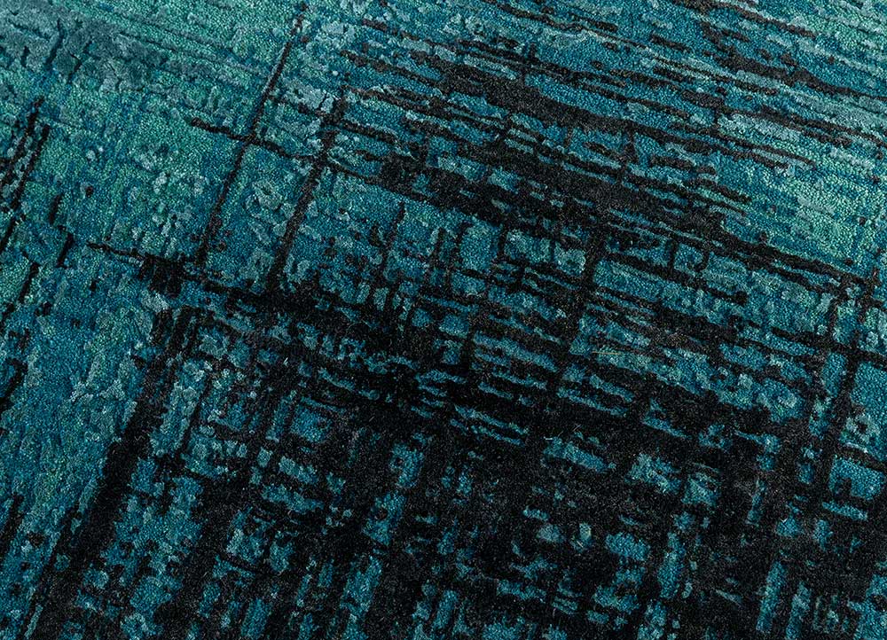 uvenuti blue wool and bamboo silk Hand Knotted Rug - CloseUp