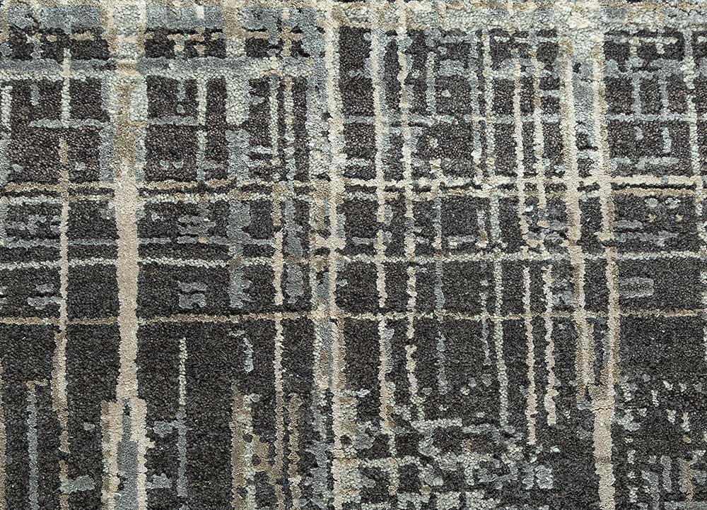 uvenuti grey and black wool and bamboo silk Hand Knotted Rug - CloseUp