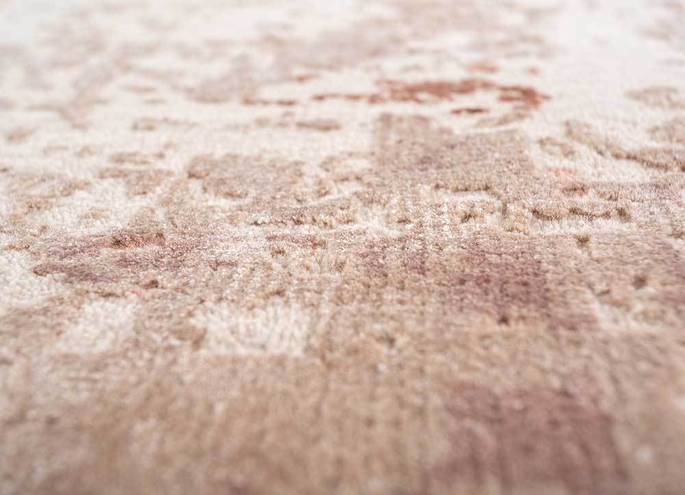 uvenuti beige and brown wool and bamboo silk Hand Knotted Rug - CloseUp