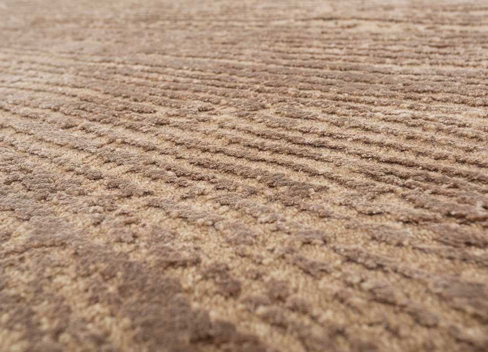 uvenuti beige and brown wool and bamboo silk Hand Knotted Rug - CloseUp