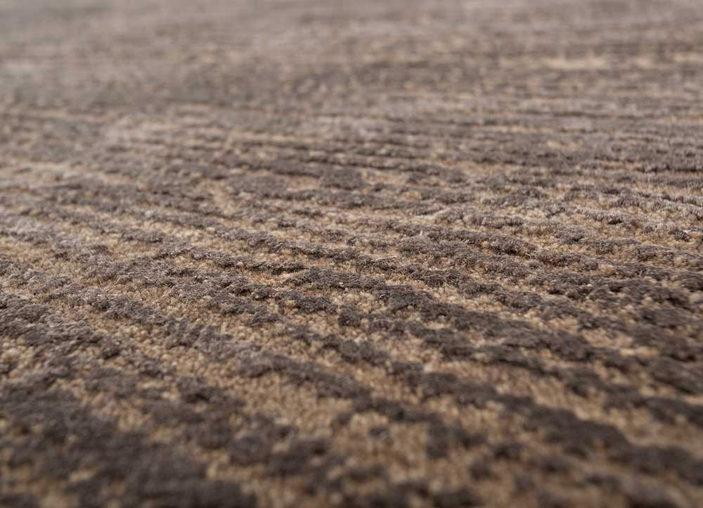 uvenuti beige and brown wool and bamboo silk Hand Knotted Rug - CloseUp