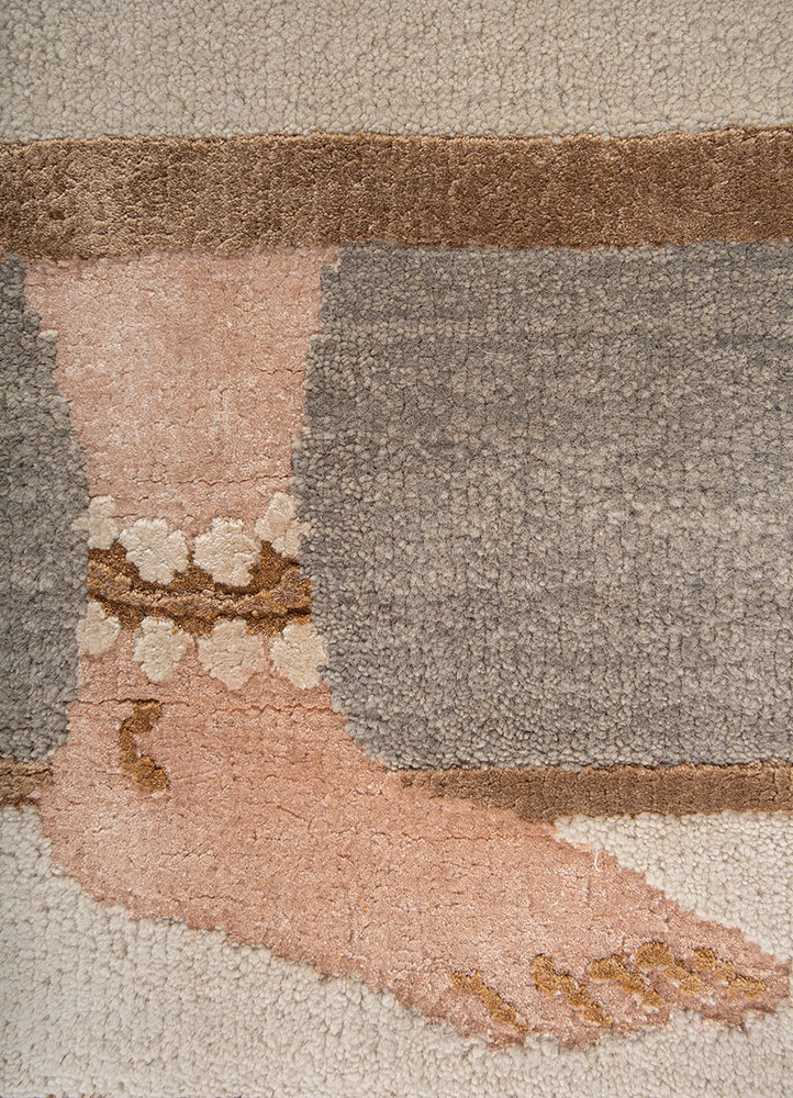 jaipur wunderkammer ivory wool and bamboo silk Hand Knotted Rug - CloseUp