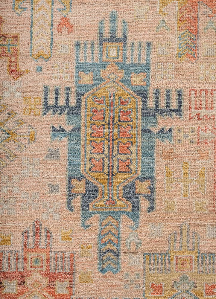 savana red and orange wool Hand Knotted Rug - CloseUp savana red and orange wool Hand Knotted Rug - CloseUp