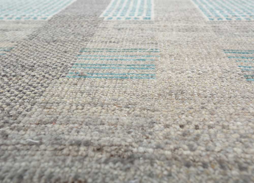 blythe blue afghan wool Hand Knotted Rug - CloseUp