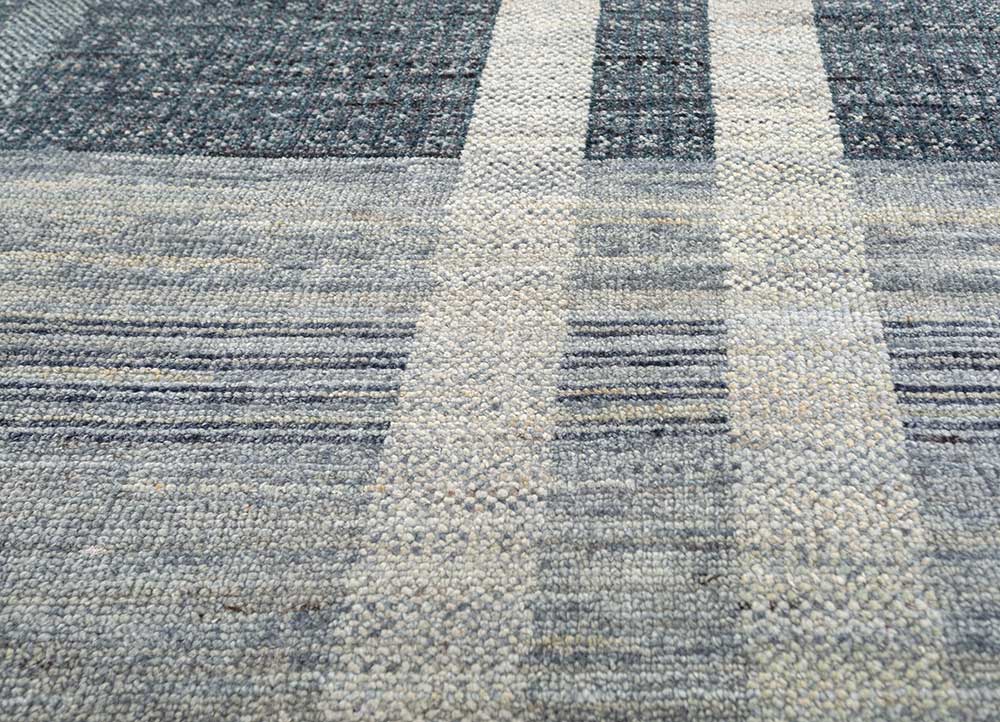 blythe blue afghan wool Hand Knotted Rug - CloseUp