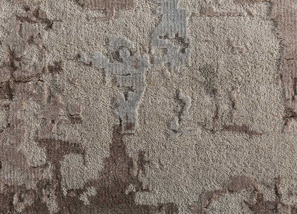 tattvam beige and brown wool and bamboo silk Hand Knotted Rug - CloseUp