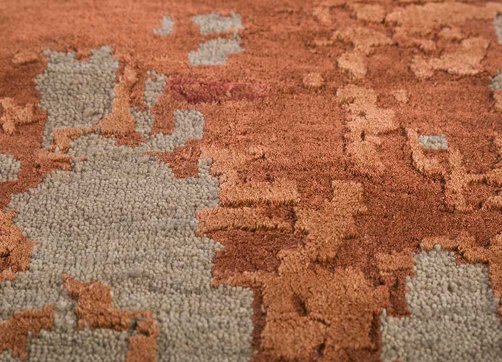 tattvam beige and brown wool and bamboo silk Hand Knotted Rug - CloseUp