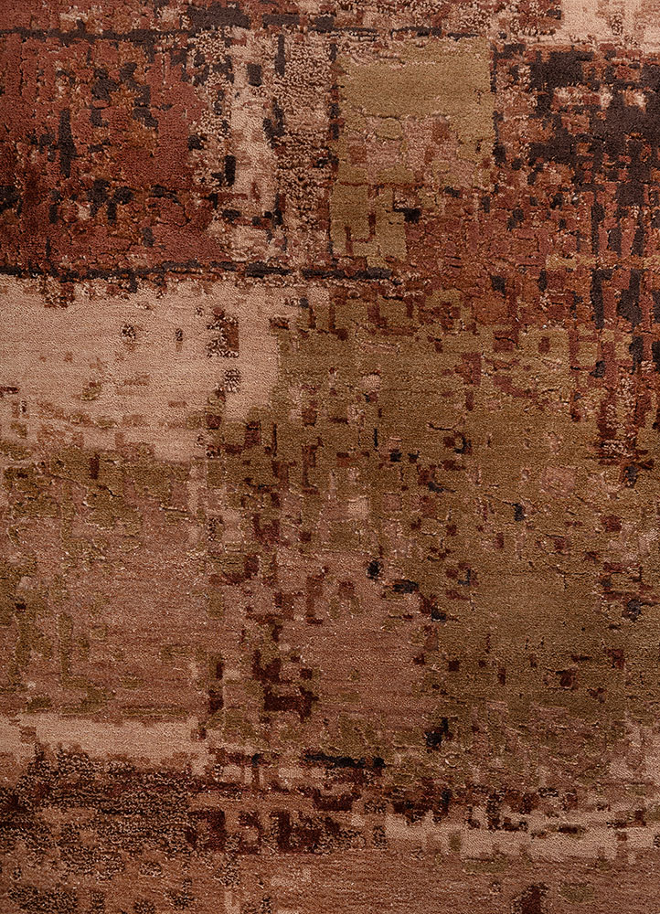 tattvam red and orange wool and bamboo silk Hand Knotted Rug - CloseUp tattvam red and orange wool and bamboo silk Hand Knotted Rug - CloseUp