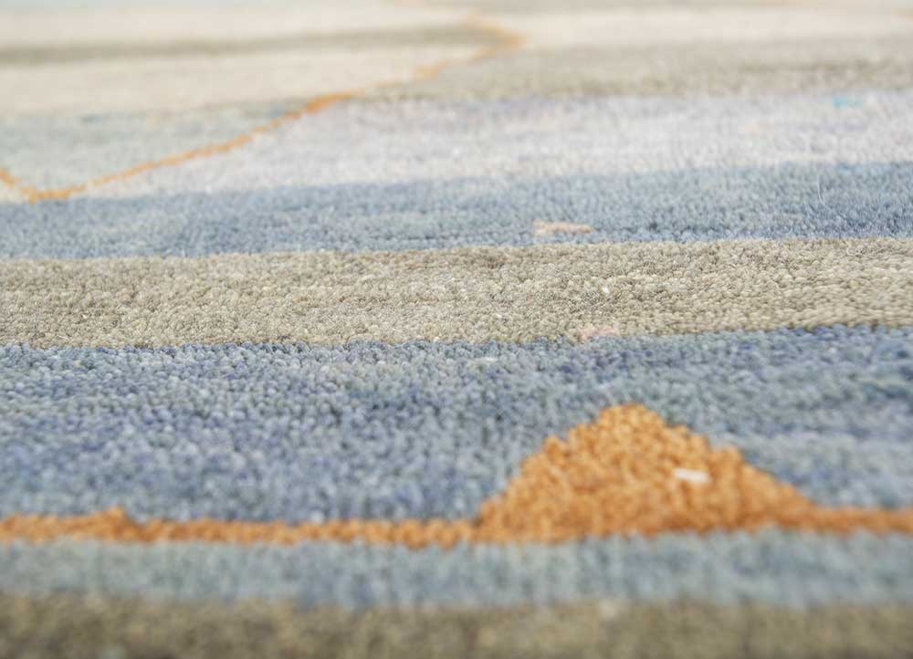 freedom manchaha blue wool and silk Hand Knotted Rug - CloseUp