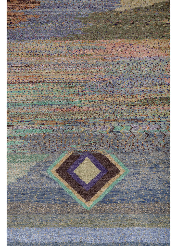 manchaha pink and purple wool Hand Knotted Rug - CloseUp manchaha pink and purple wool Hand Knotted Rug - CloseUp