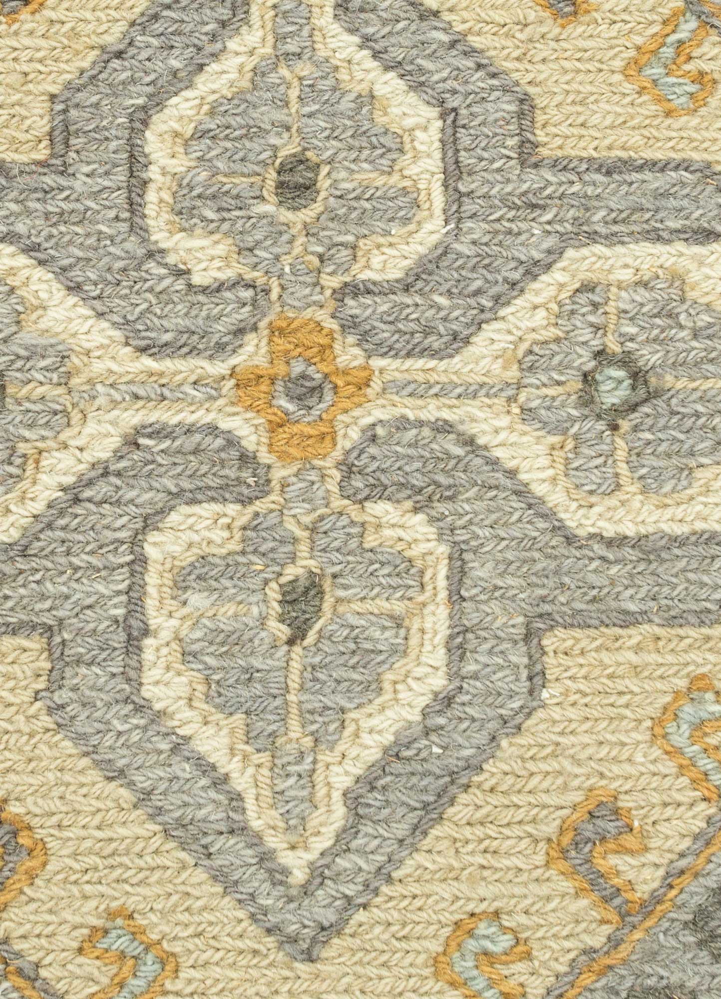 gulnar grey and black wool Hand Knotted Rug - CloseUp