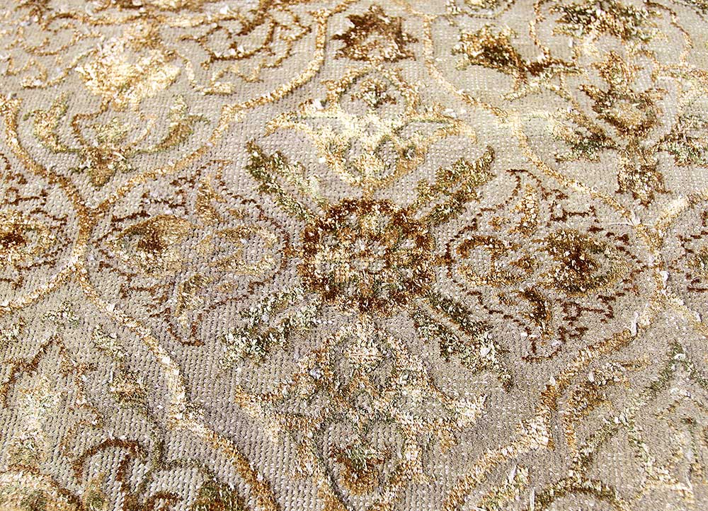 lacuna beige and brown wool and silk Hand Knotted Rug - CloseUp lacuna beige and brown wool and silk Hand Knotted Rug - CloseUp